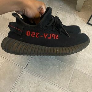 Yeezy Black and Red Sneakers with Primeknit Upper